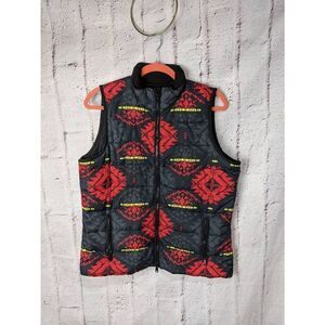 Lauren Ralph Lauren Active Aztec Puffer Full zip Vest  Size L Large Black Red Ye